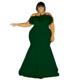 Plus Size Women Off Shoulder Strapless Dress