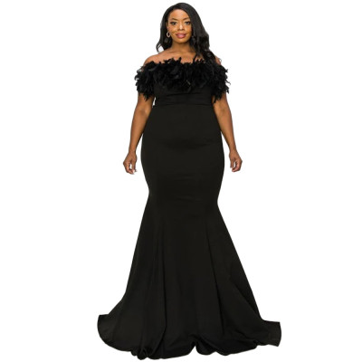 Plus Size Women Off Shoulder Strapless Dress