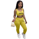 Women Solid Tank Top and Pant Two-Piece Set