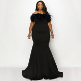 Plus Size Women Off Shoulder Strapless Dress