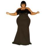 Plus Size Women Off Shoulder Strapless Dress