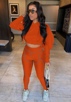 Women Casual Crop Hoodies And Pant Two-Piece Set