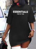 Plus Size Women's Letter Print Loose White T-Shirt