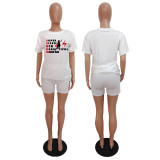 Plus Size Women's T-Shirt Shorts Set Tracksuit Two-Piece