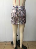 Women's Clothing Spring and Summer Sequin Skirt Elastic Waist Side Seam Invisible Zipper Mini Skirt