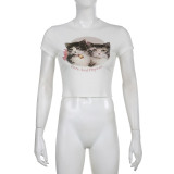 cat print short-sleeved t-shirt