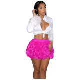 Women's Feather Skirt Sexy Party Prom Fur Skirt