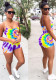 Summer Sexy Minimalist Casual Tie Dye Home Low Back Cargo Rompers