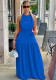 Women's Suspenders Solid Color Sleeveless Sexy Leak Back Large Long Dress