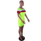 Women's Summer Color Block Tight Fitting Dress