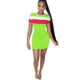 Women's Summer Color Block Tight Fitting Dress