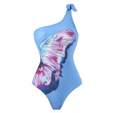 One-Piece Swimsuit With Skirt Two-Piece Butterfly Print Swimwear For Women