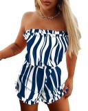 Spring Summer Print Fashion Strapless Ladies Casual Short Jumpsuit