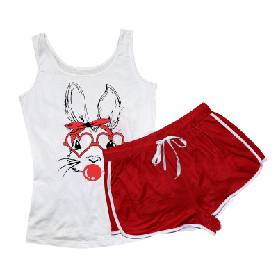 Women'S Clothes Sexy Rabbit Printed Camisole Shorts Set Two-Piece Set