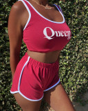 Women'S Summer Sports Casual Sleeveless Sexy Two-Piece Shorts Set