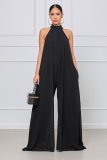 Solid Color Casual Chiffon Loose Women'S Jumpsuit