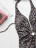 Sexy One-Piece Bikini Leopard Print Hollow Ring One-Piece Swimsuit
