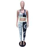 Women'S Spring Summer Fashion Style Slim Fit Tank Top Trousers Sports Two-Piece Pants Set