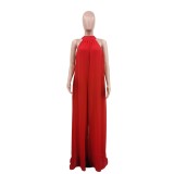 Solid Color Casual Chiffon Loose Women'S Jumpsuit