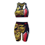 Women'S Cartoon Sport Casual Camouflage Two-Piece Cycling Suit