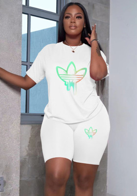 Plus Size Women'S T-Shirt Shorts Set Two-Piece Set