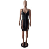 Sexy Straps Double Side Lace-Up Slim Bodycon Dress