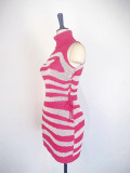 Women'S Fashion Knitting Dress Turtleneck Tight Fitting Slim Waist Contrasting Color Bodycon Dress