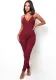 Women'S Solid Rib Straps V-Neck Casual Yoga Jumpsuit