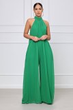 Solid Color Casual Chiffon Loose Women'S Jumpsuit