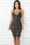 Sexy Straps Double Side Lace-Up Slim Bodycon Dress