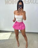 Women'S Fashion Casual Sexy Pleated Denim Stretch Skirt