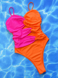 Contrast Color Bikini Sexy Swimsuit One Piece Swimwear