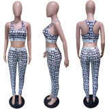 Women'S Spring Summer Fashion Style Slim Fit Tank Top Trousers Sports Two-Piece Pants Set
