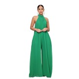 Solid Color Casual Chiffon Loose Women'S Jumpsuit