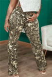 Women'S Spring Patchwork High Waisted Camo Street Hipster Slit Casual Pants