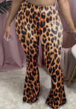 Ladies Sexy Clothing Fall Sexy Casual Leopard Bell Bottom Pants