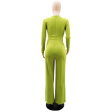 Women Long Sleeve V-Neck Slim Jumpsuit