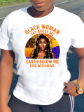 Summer African Ladies Print Loose Round Neck Short Sleeve T-Shirt
