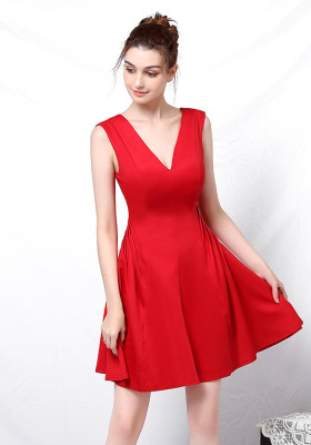 Women Elegant Sleeveless Formal Party Mini Evening Dress