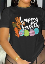 Women Easter Bunny Print Short Sleeve T-Shirt