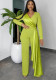 Women Long Sleeve V-Neck Slim Jumpsuit