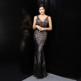 Plus Size Women Sequined Formal Party Maxi Evening Dress