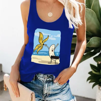 Women Banana Print Holidays Tank Top