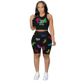 Women Summer Casual Print Tank Top And Shorts Two-Piece Set