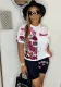 Women's fashion printed T-shirt shorts two-piece set