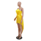 Fashion Irregular Tassel Solid Color Dress