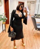Women's Fashion Casual Solid Color Dress