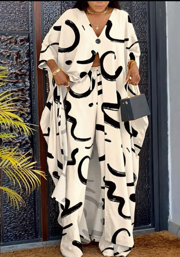 Summer printed pants Casual women's suit