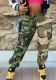 Women Camouflage Colorblock Style Patch Pockets