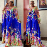 Digital printed chiffon cardigan loose Plus Size trousers two-piece suit African robe